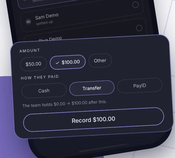 Recording a top-up paid by cash, transfer or PayID